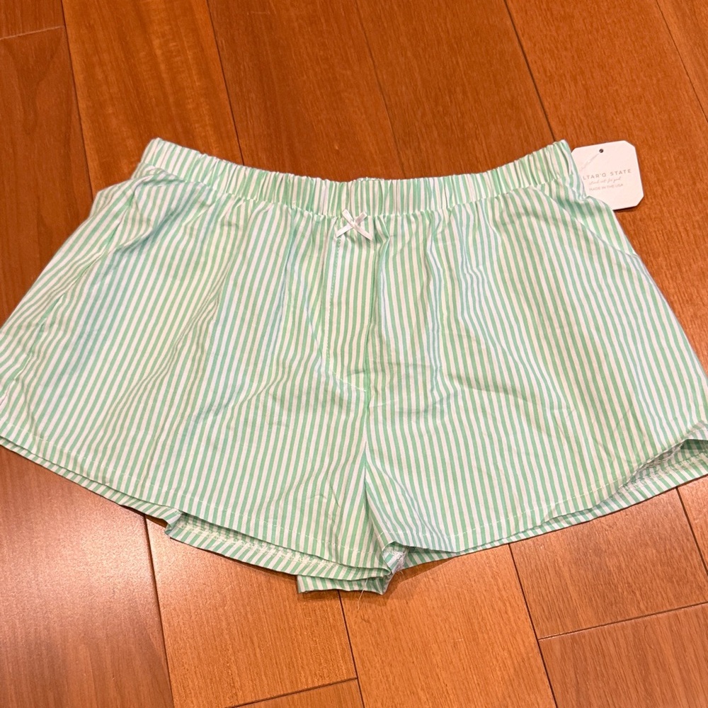 Altar'd State Mint and White Striped Shorts